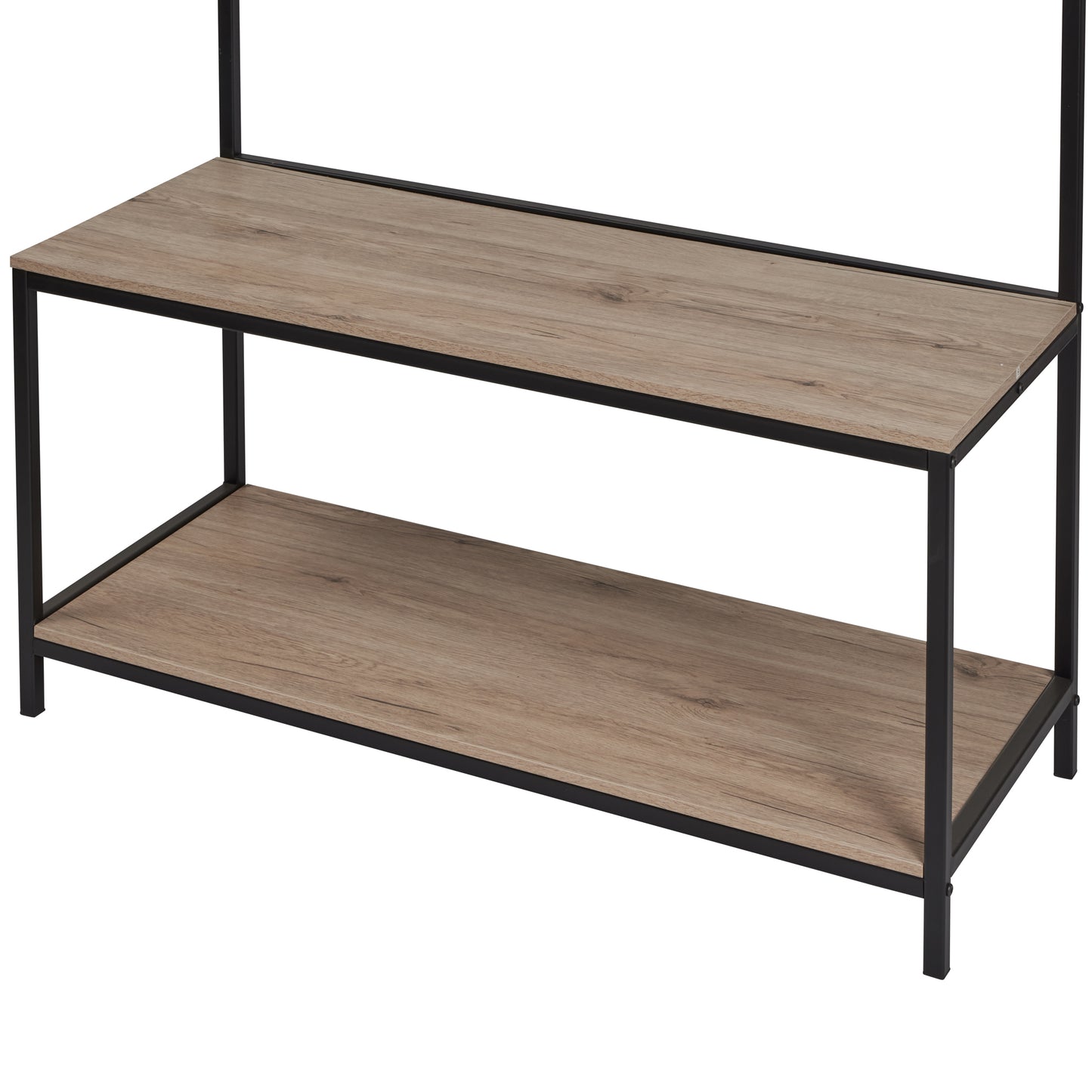 eHemco Metal and Wood Entryway Hall Tree and Coat Rack for Living Room and Hallway, with Storage Bench and 7 Hooks