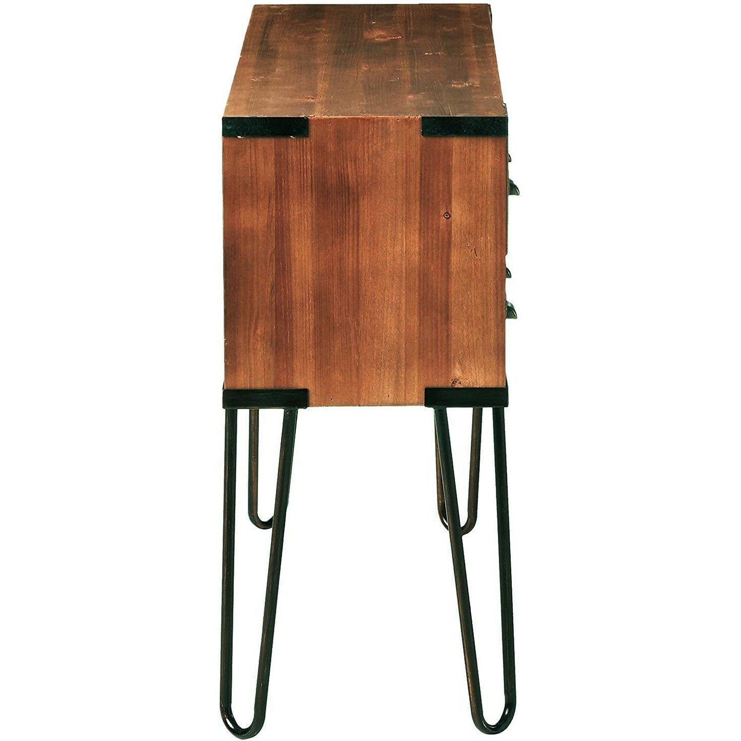 eHemco Antique Metal Legs Storage Console Table with 8 Drawers