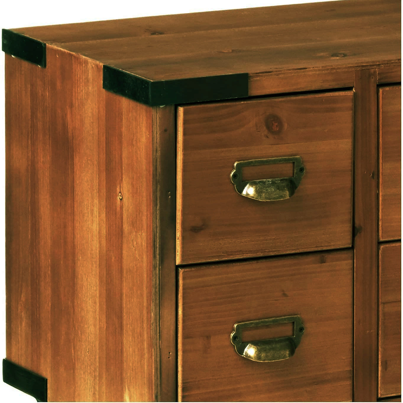 eHemco Antique Metal Legs Storage Console Table with 8 Drawers
