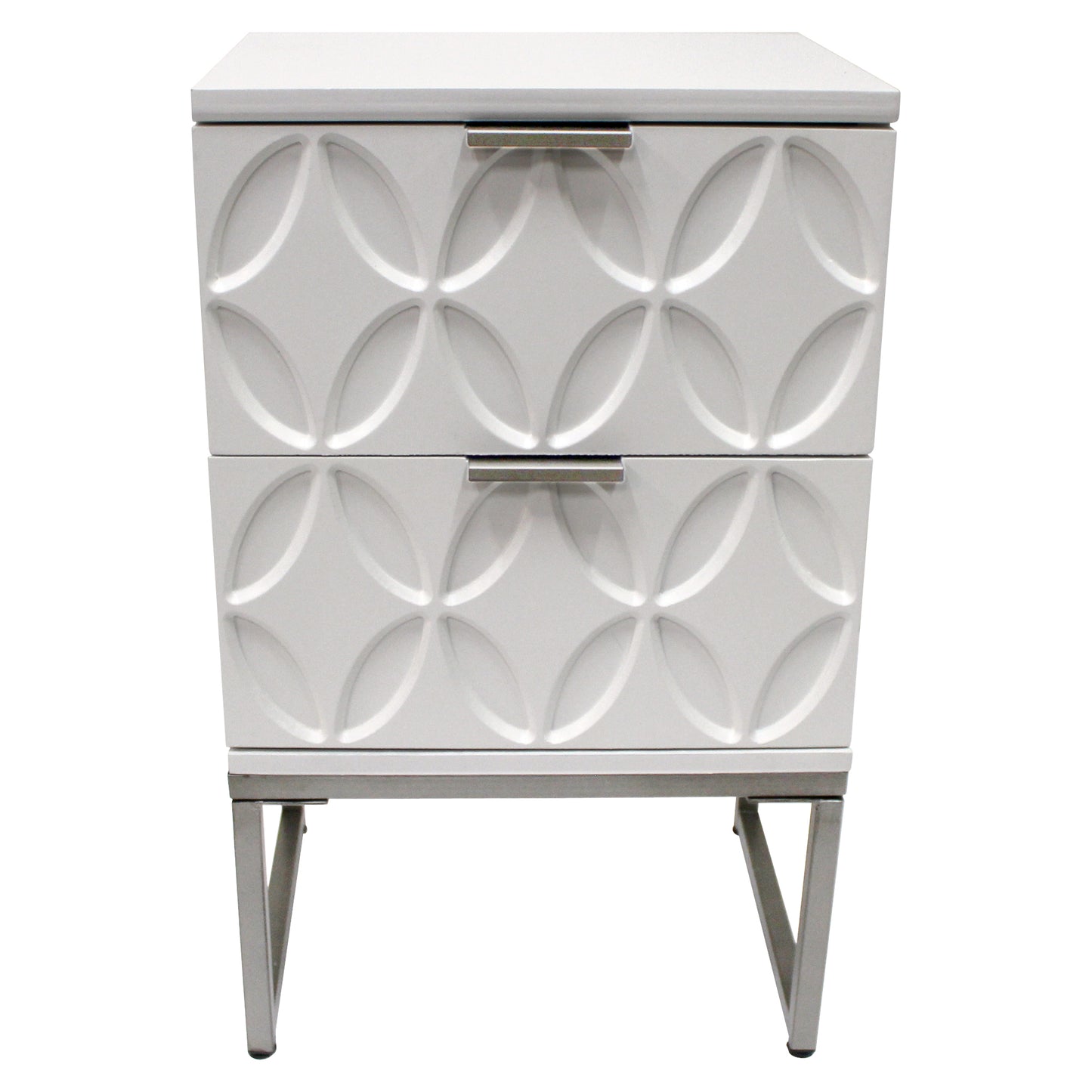 eHemco End Table Side Table with 2 Drawers and Metal Legs, White