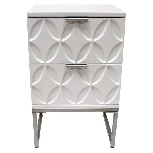 eHemco End Table Side Table with 2 Drawers and Metal Legs, White
