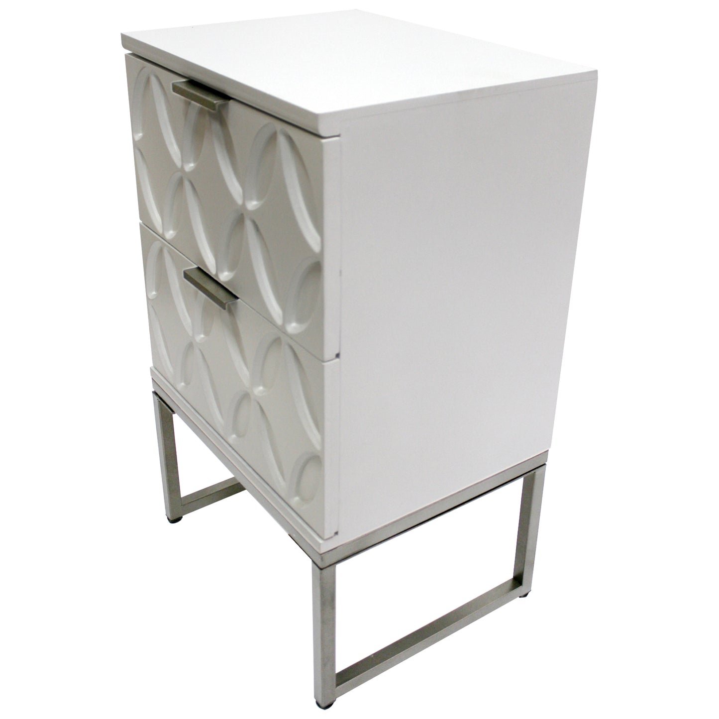 eHemco End Table Side Table with 2 Drawers and Metal Legs, White