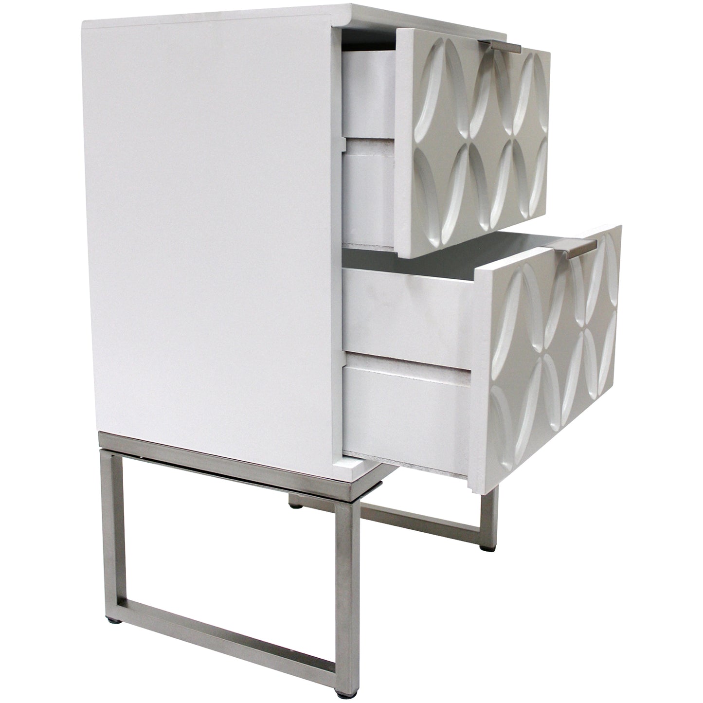 eHemco End Table Side Table with 2 Drawers and Metal Legs, White