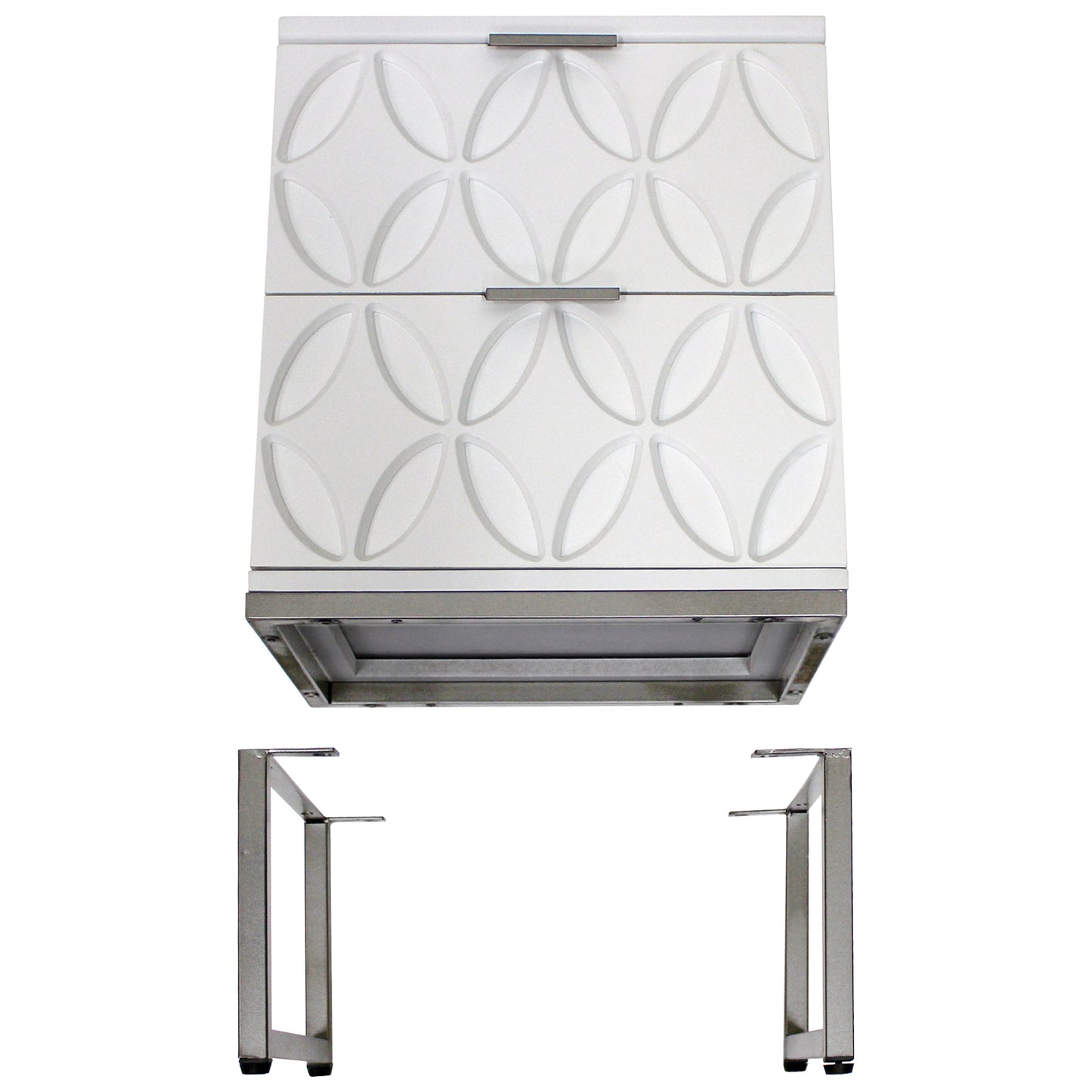 eHemco End Table Side Table with 2 Drawers and Metal Legs, White
