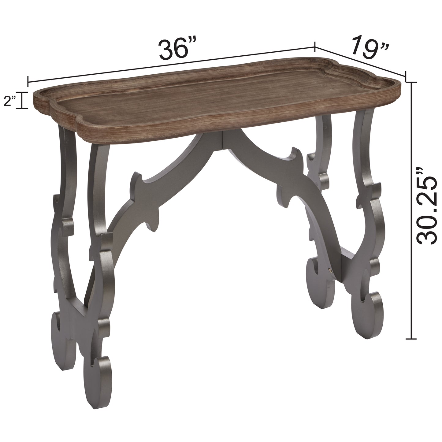 eHemco Ancient Style Coffee Table Side Table for Living Room, Black Legs and Natural Finish, Large