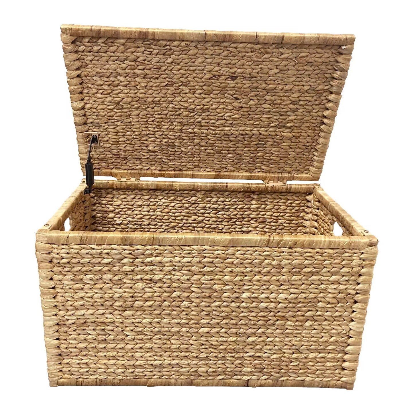 eHemco Heavy-duty Water Hyacinth Wicker Storage Trunk with Metal Frame, 30 by 17.5 by 17.5 Inches, Natural