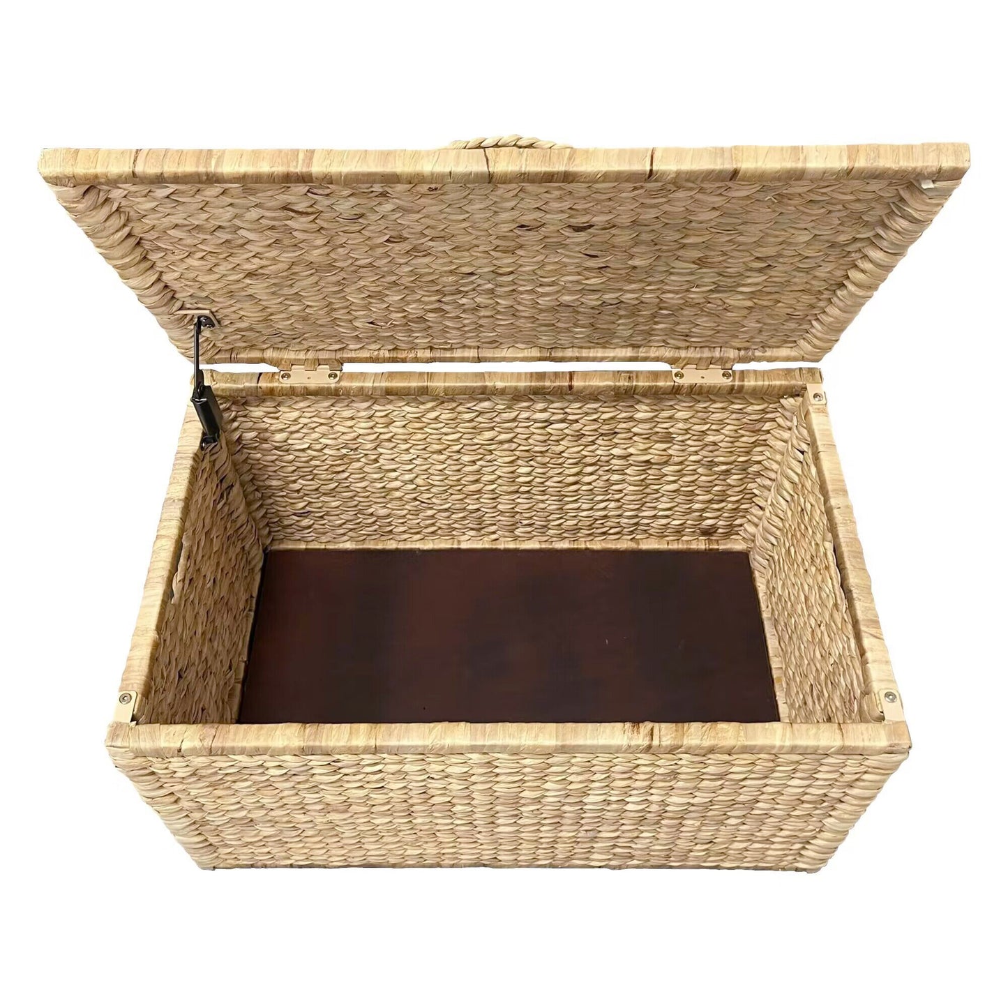eHemco Heavy-duty Water Hyacinth Wicker Storage Trunk with Metal Frame, 30 by 17.5 by 17.5 Inches, Natural