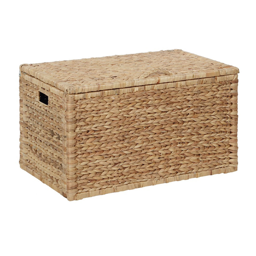 eHemco Heavy-duty Water Hyacinth Wicker Storage Trunk with Metal Frame, 30 by 17.5 by 17.5 Inches, Natural