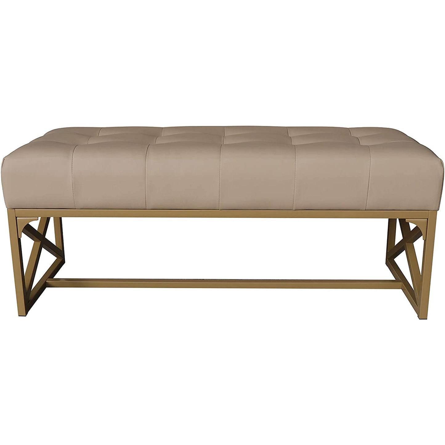 eHemco Modern Faux Leather Bench, 40.2 Inches, Gold