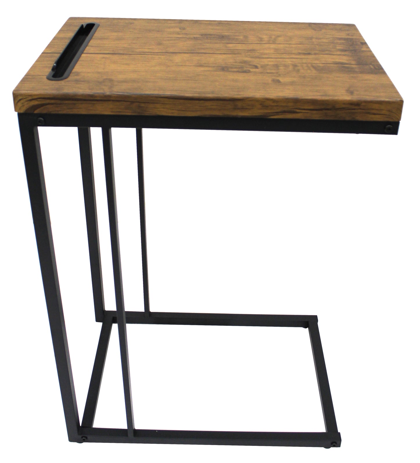eHemco Slide Under Sofa C Shaped Side Table with Coffee Top for Living Room