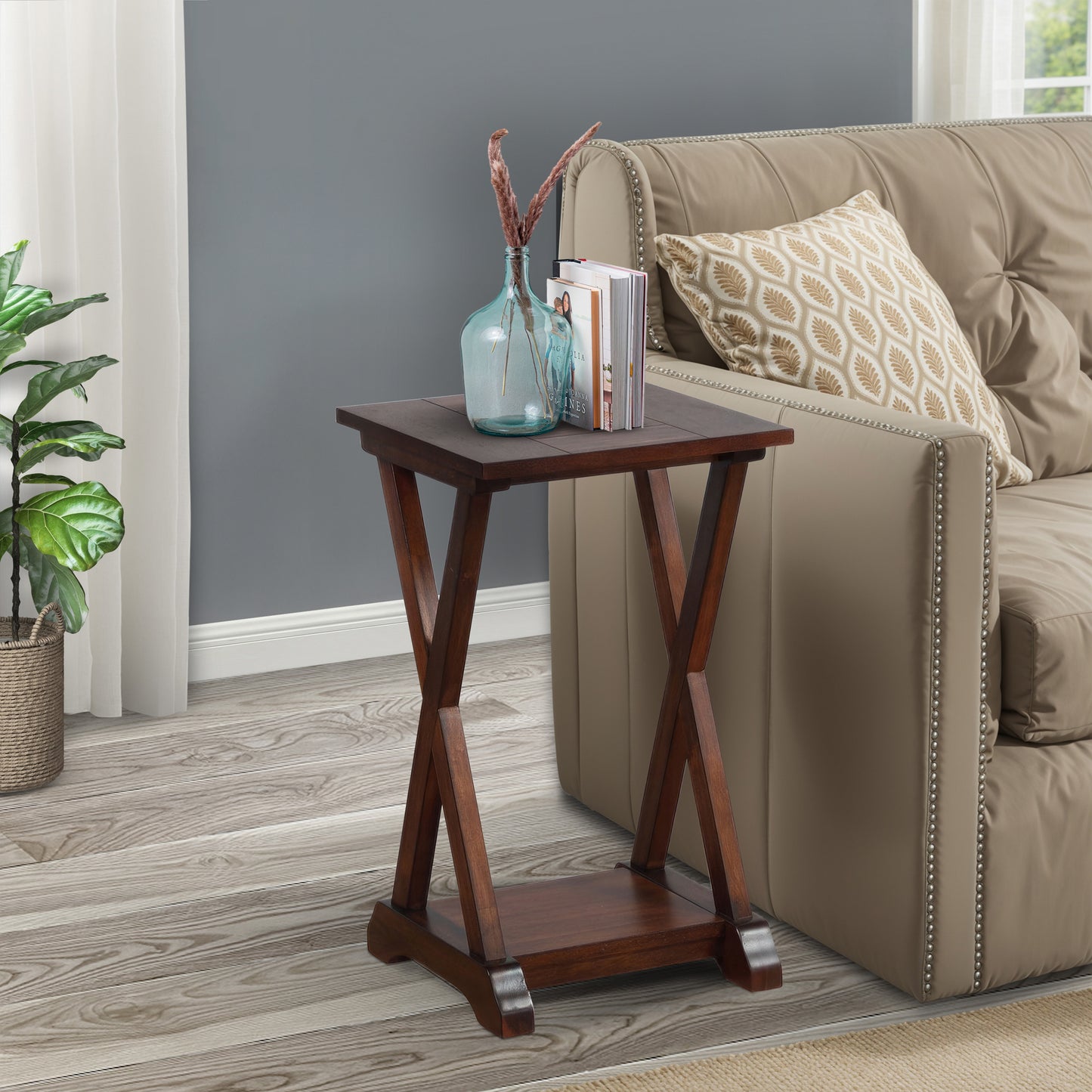 eHemco X-Farmhouse End Table Side Table with Storage Shelf,