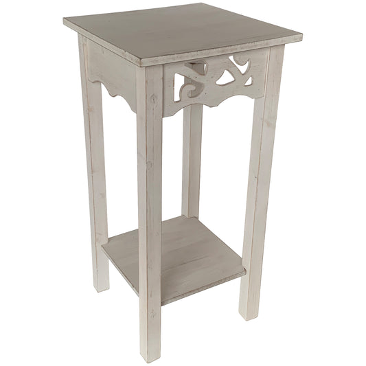 eHemco Plant Decorating Stand End Table Side Table with Storage Shelf, 11.8 by 11.8 by 23.7 Inches