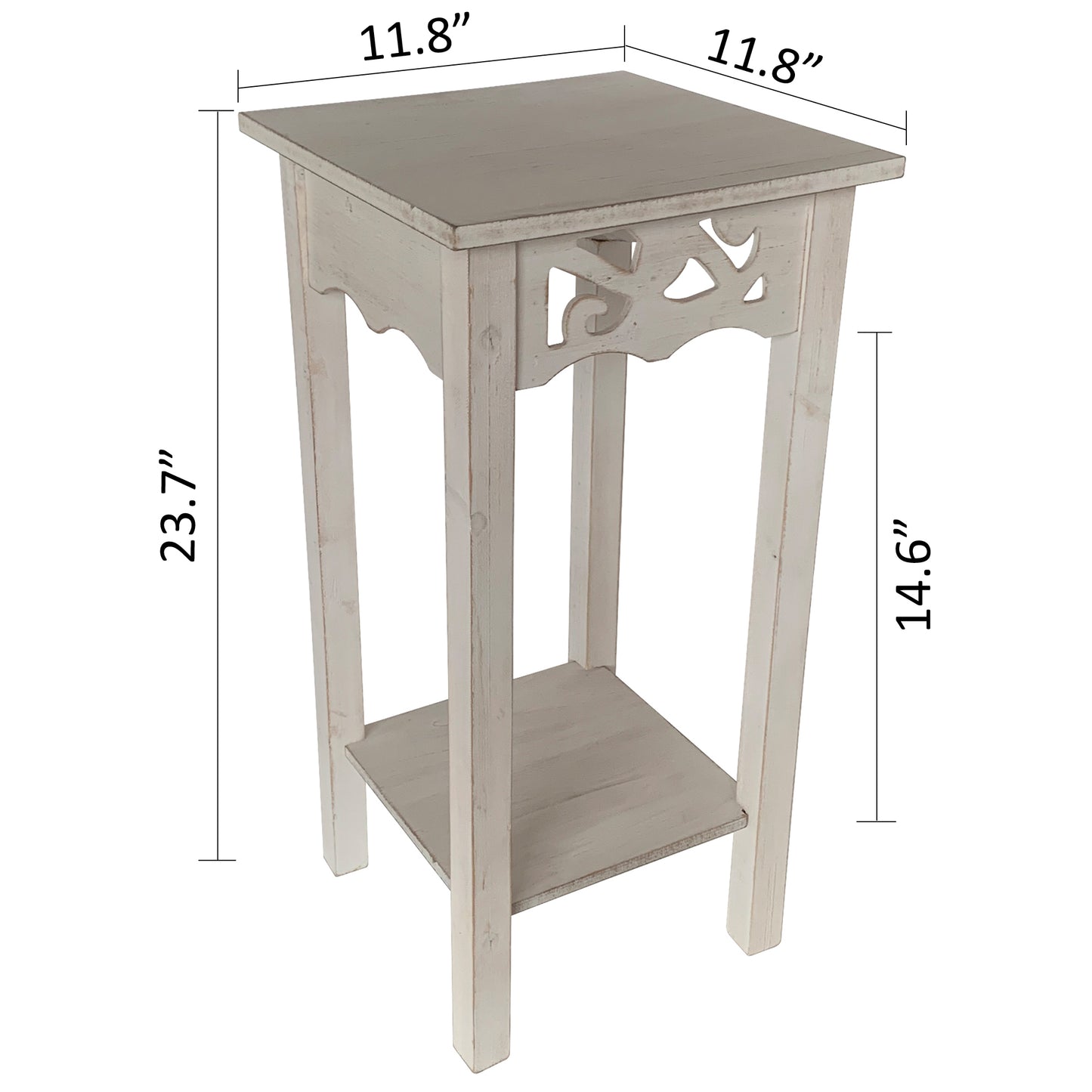 eHemco Plant Decorating Stand End Table Side Table with Storage Shelf, 11.8 by 11.8 by 23.7 Inches