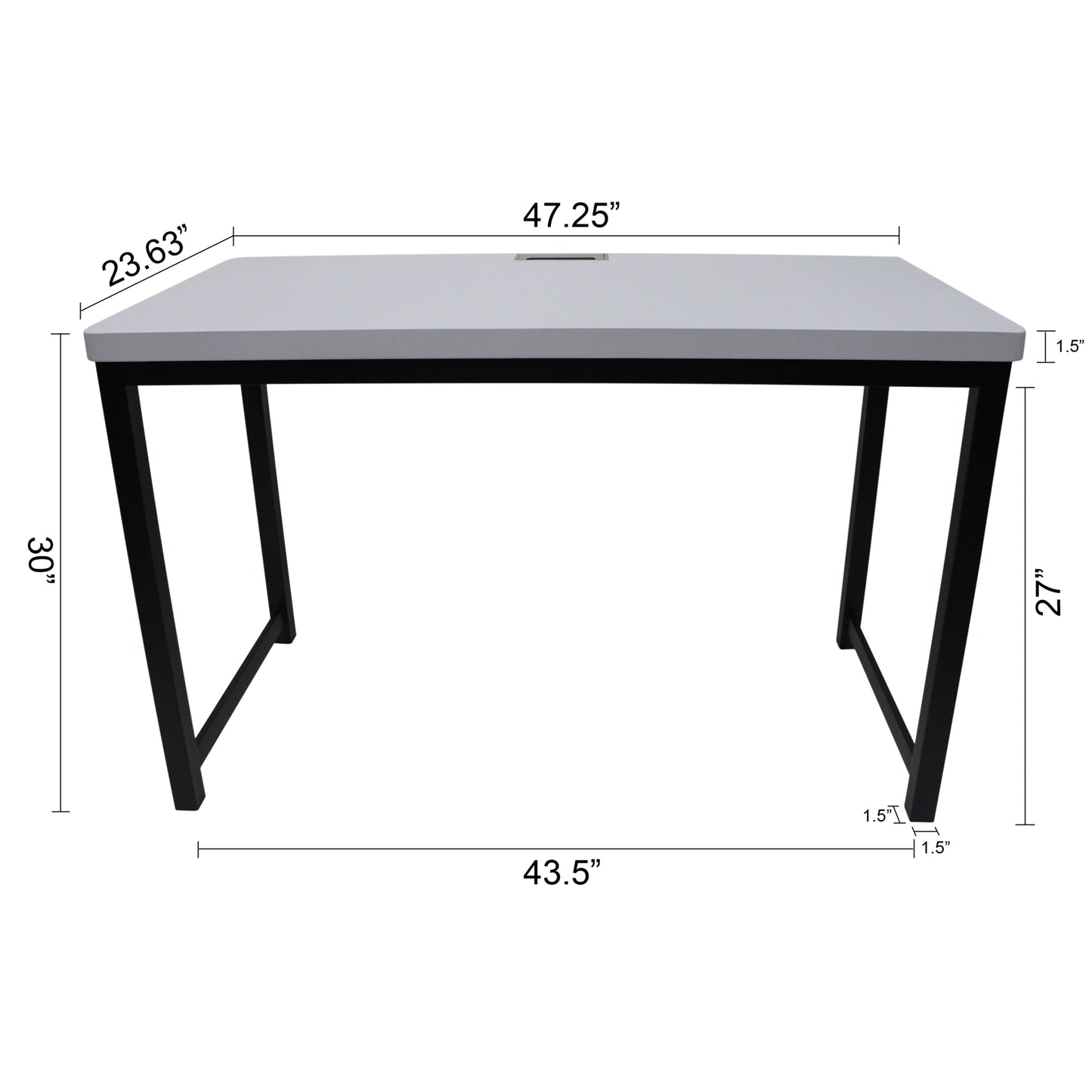 eHemco Office Computer Desk in Light Gray Top and Metal Frame Base in Black, 30 Inches Height