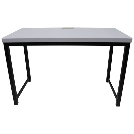 eHemco Office Computer Desk in Light Gray Top and Metal Frame Base in Black, 30 Inches Height