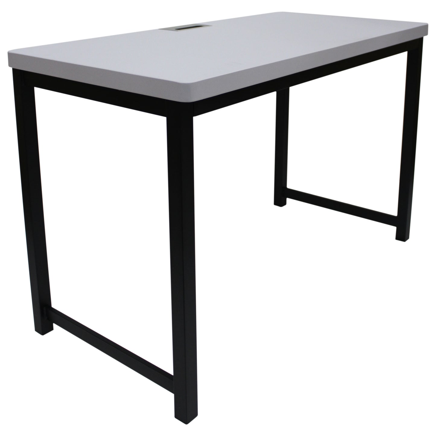 eHemco Office Computer Desk in Light Gray Top and Metal Frame Base in Black, 30 Inches Height