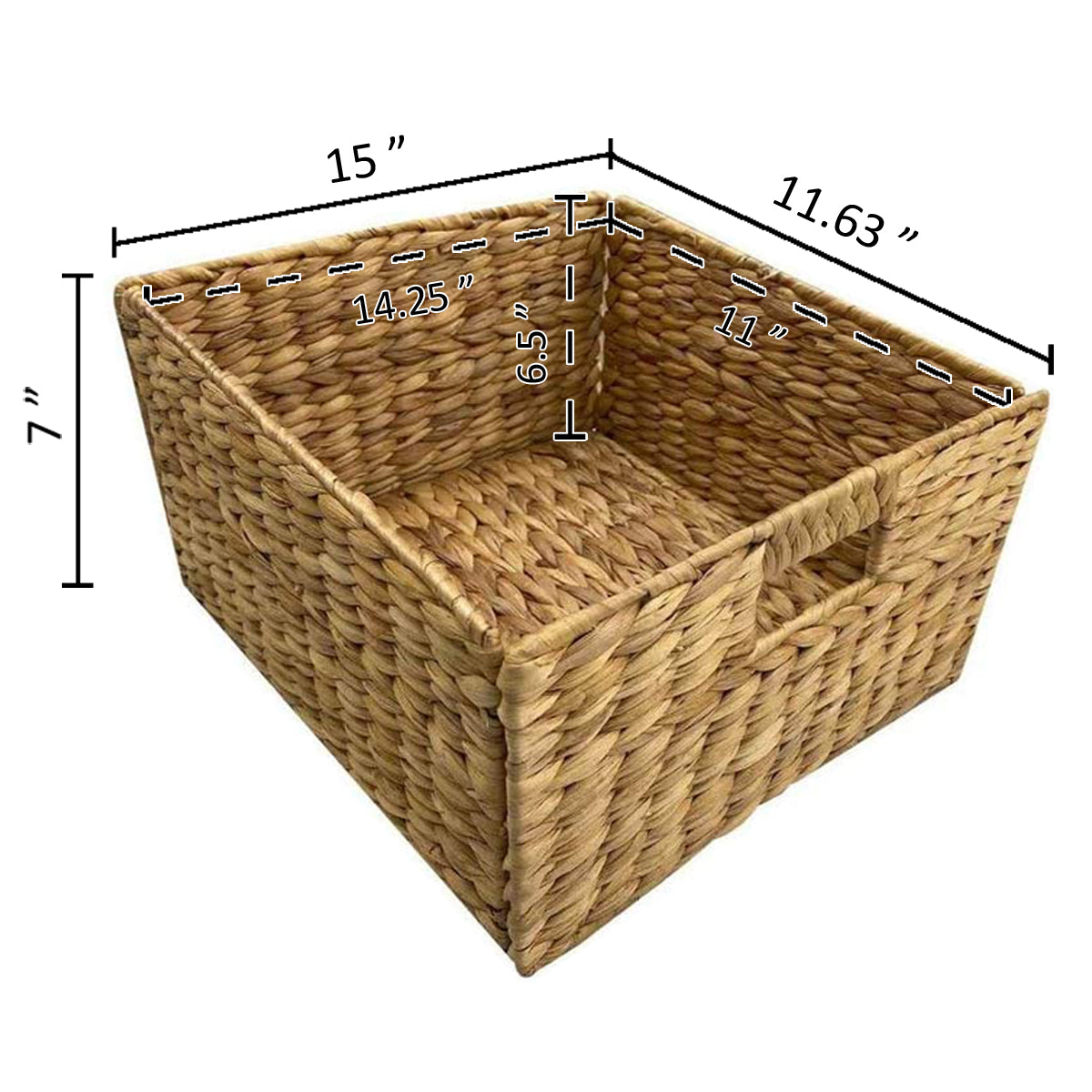 eHemco Hampton Meadows 5 Tier X-Side End Storage Cabinet with 5 Water Hyacinth Natural Wicker Baskets