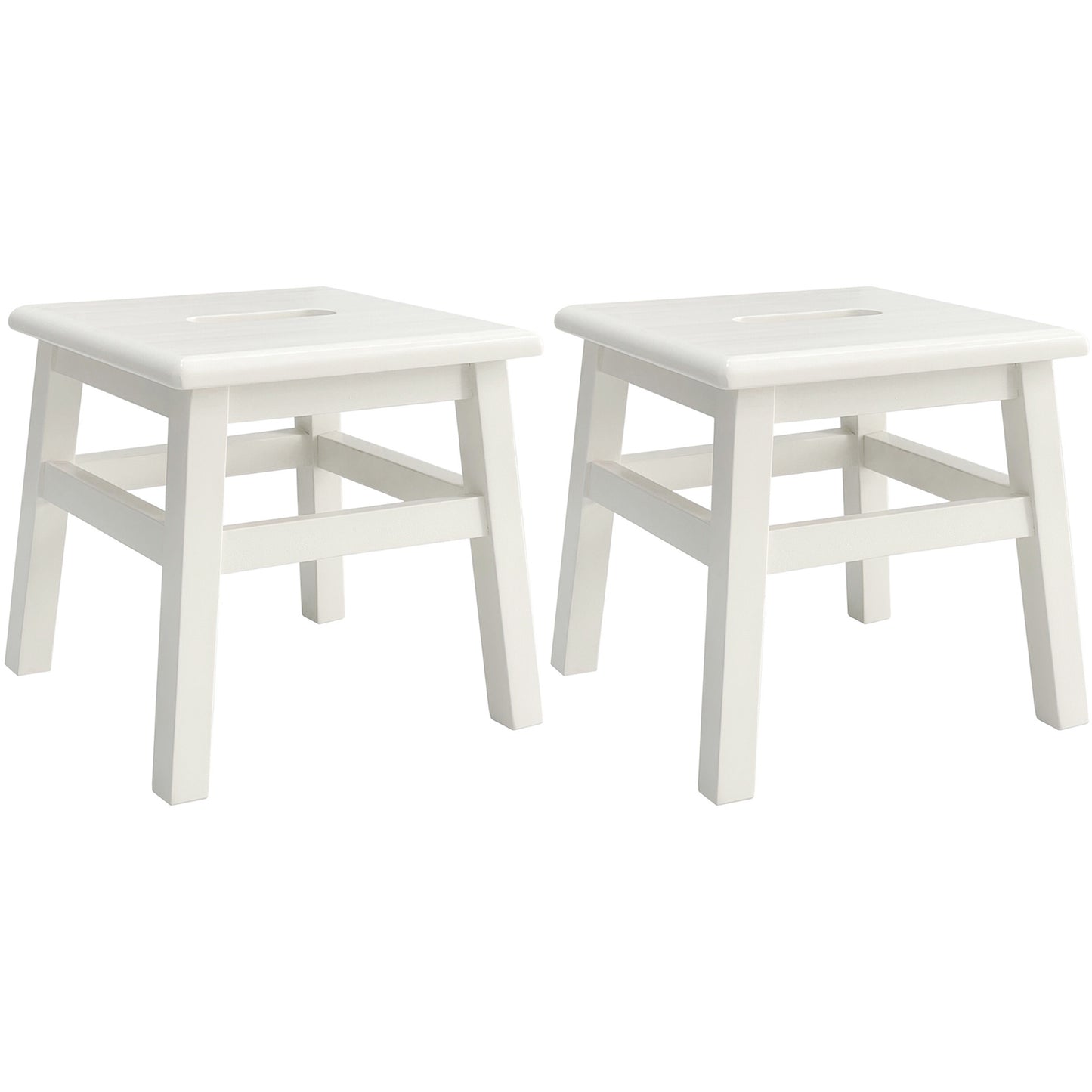 eHemco Solid Hardwood Wooden Step Stool for Adults and Kids, 12.25 Inches Height, Set of 2