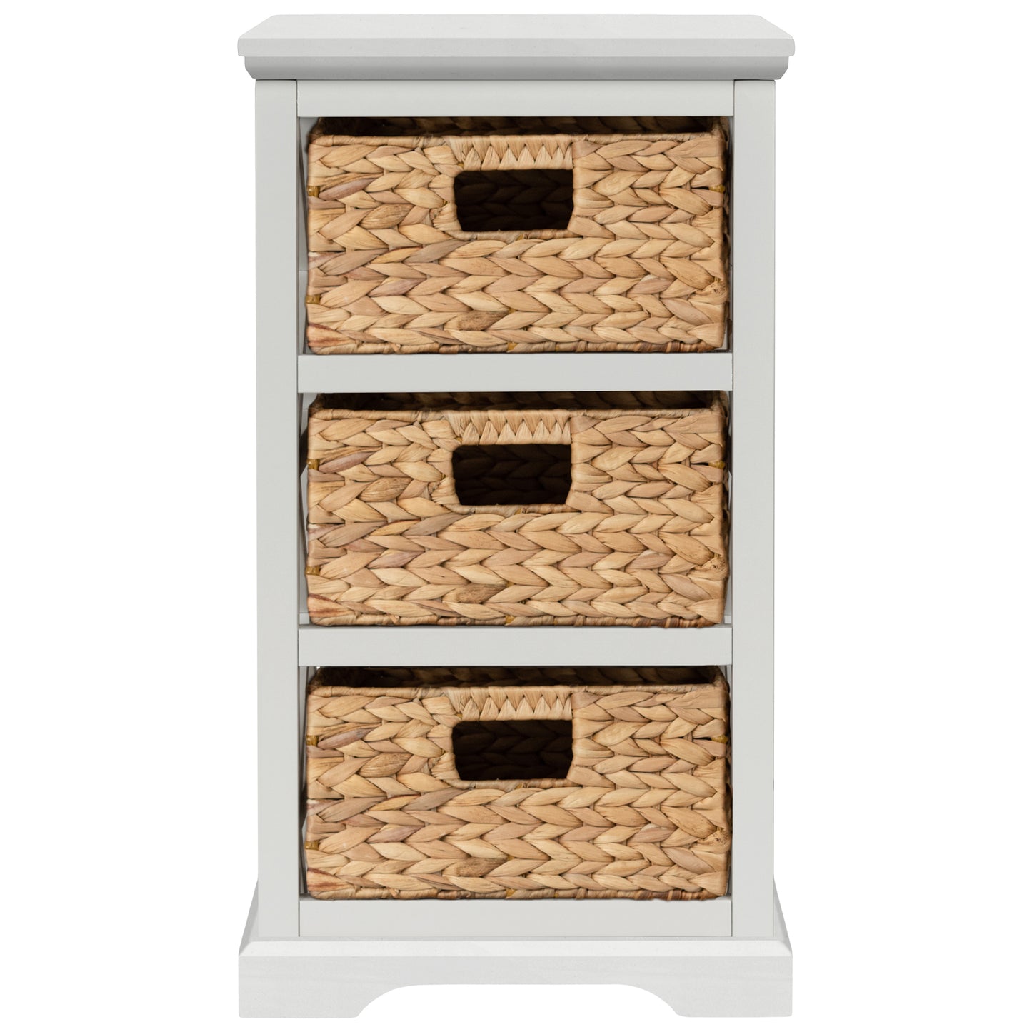 eHemco Hampton Meadows 3 Tier X-Side End Storage Cabinet with 3 Wicker Baskets