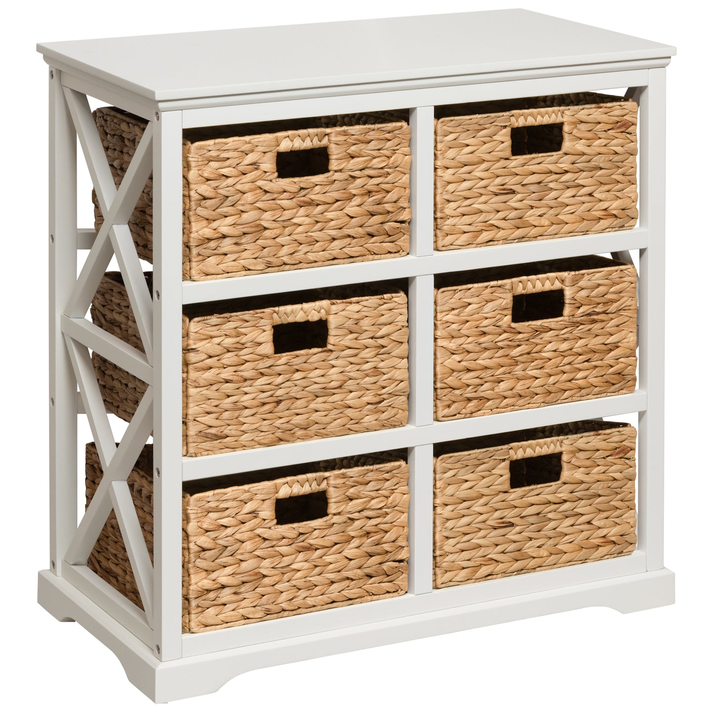 eHemco Hampton Meadows 3 Tier X-Side Storage Drawers with 6 Wicker Baskets