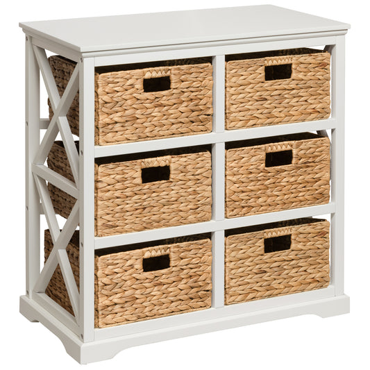eHemco Hampton Meadows 3 Tier X-Side Storage Drawers with 6 Wicker Baskets