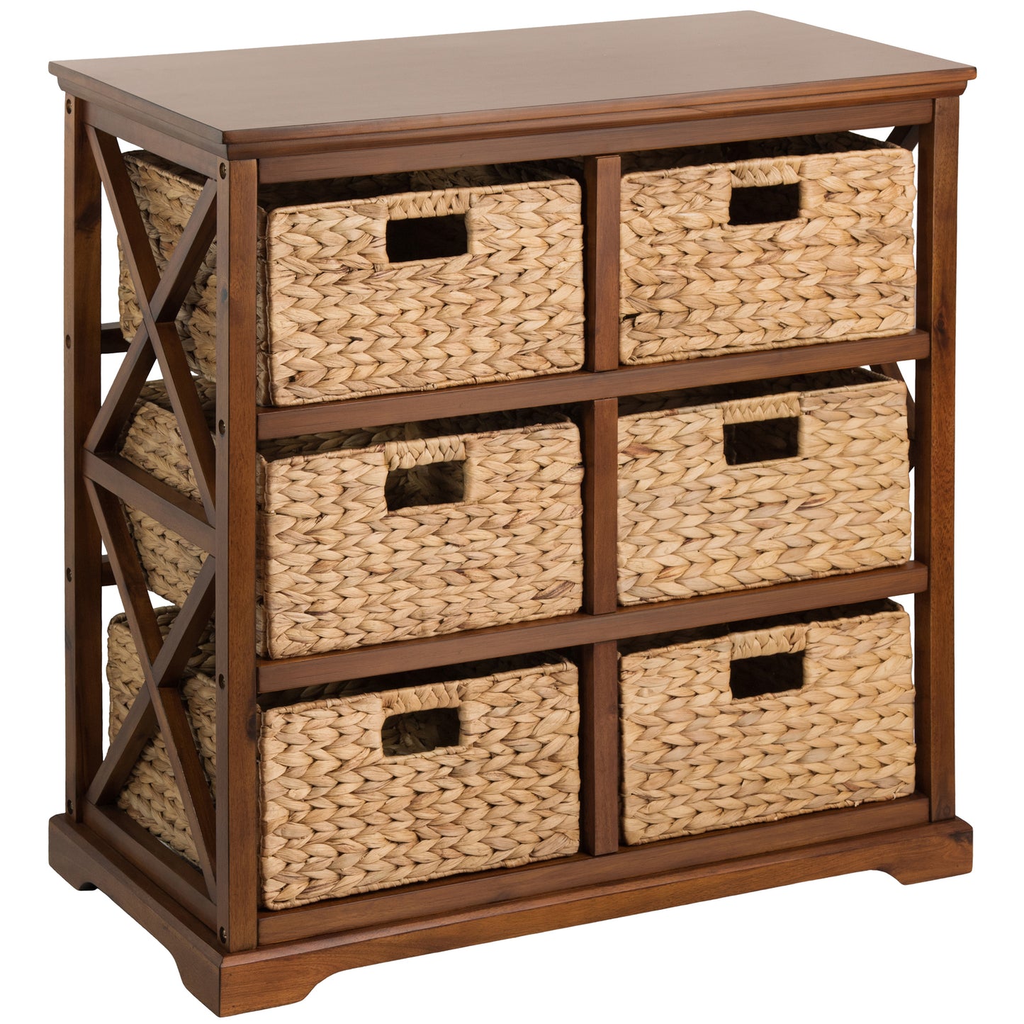 eHemco Hampton Meadows 3 Tier X-Side Storage Drawers with 6 Wicker Baskets