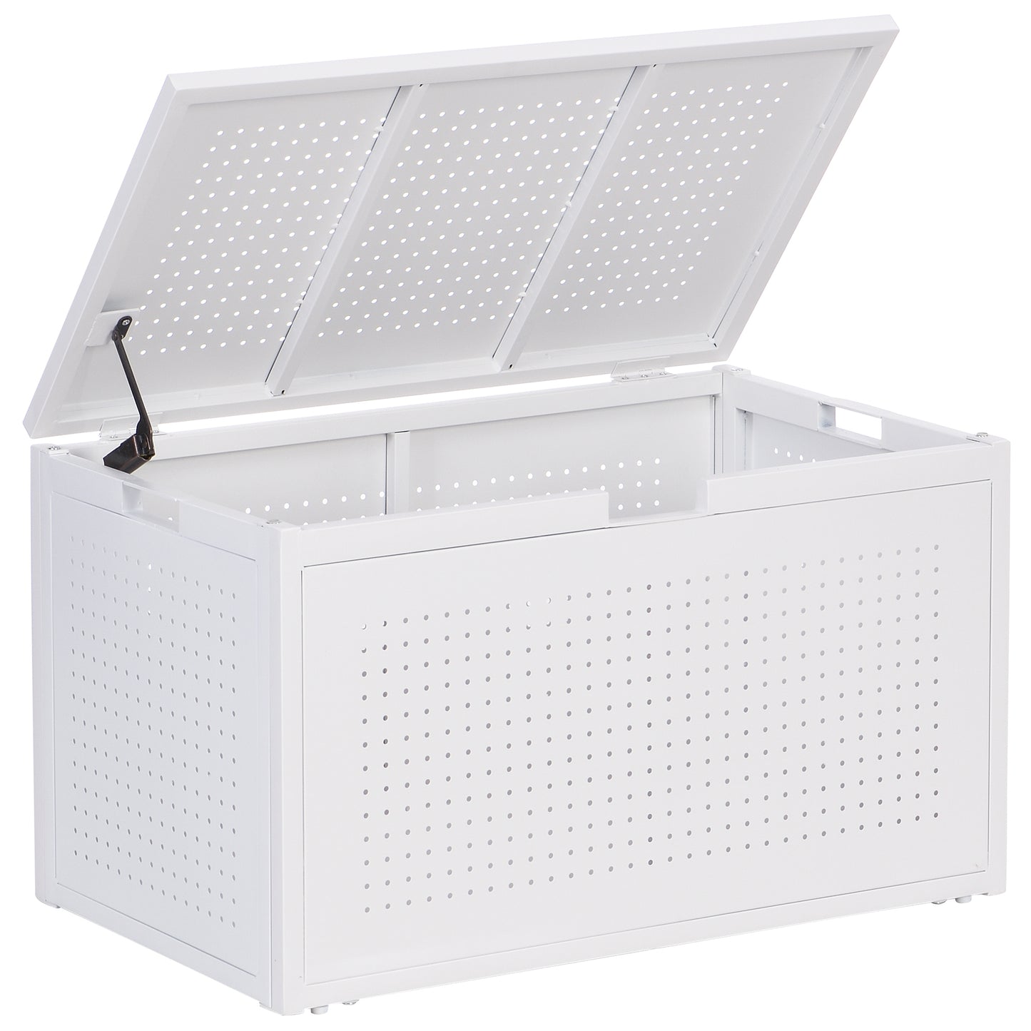 eHemco Heavy-Duty Metal Sheet Storage Trunk with Metal Frame, 29.13 by 17.32 by 17.12 Inches, White