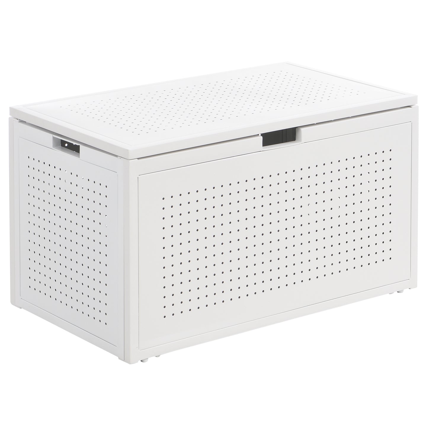 eHemco Heavy-Duty Metal Sheet Storage Trunk with Metal Frame, 29.13 by 17.32 by 17.12 Inches, White