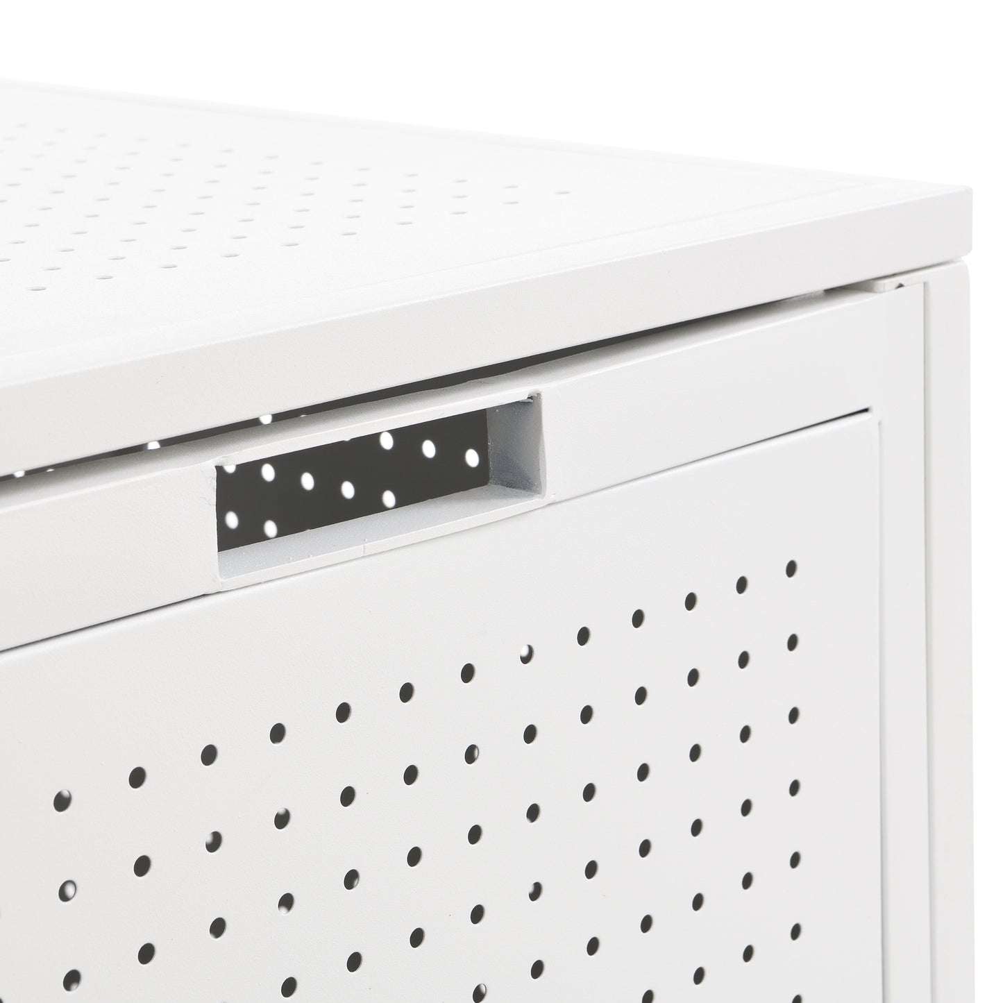 eHemco Heavy-Duty Metal Sheet Storage Trunk with Metal Frame, 29.13 by 17.32 by 17.12 Inches, White