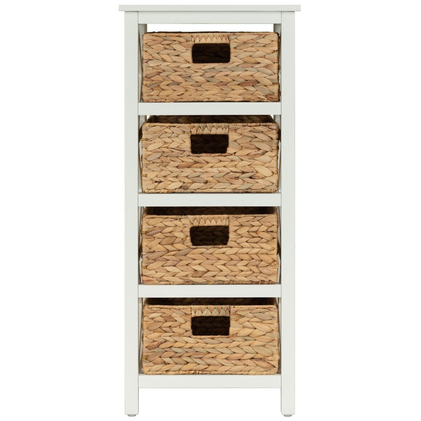 eHemco 4 Tier X-Side End Storage Cabinet with 4 Wicker Baskets