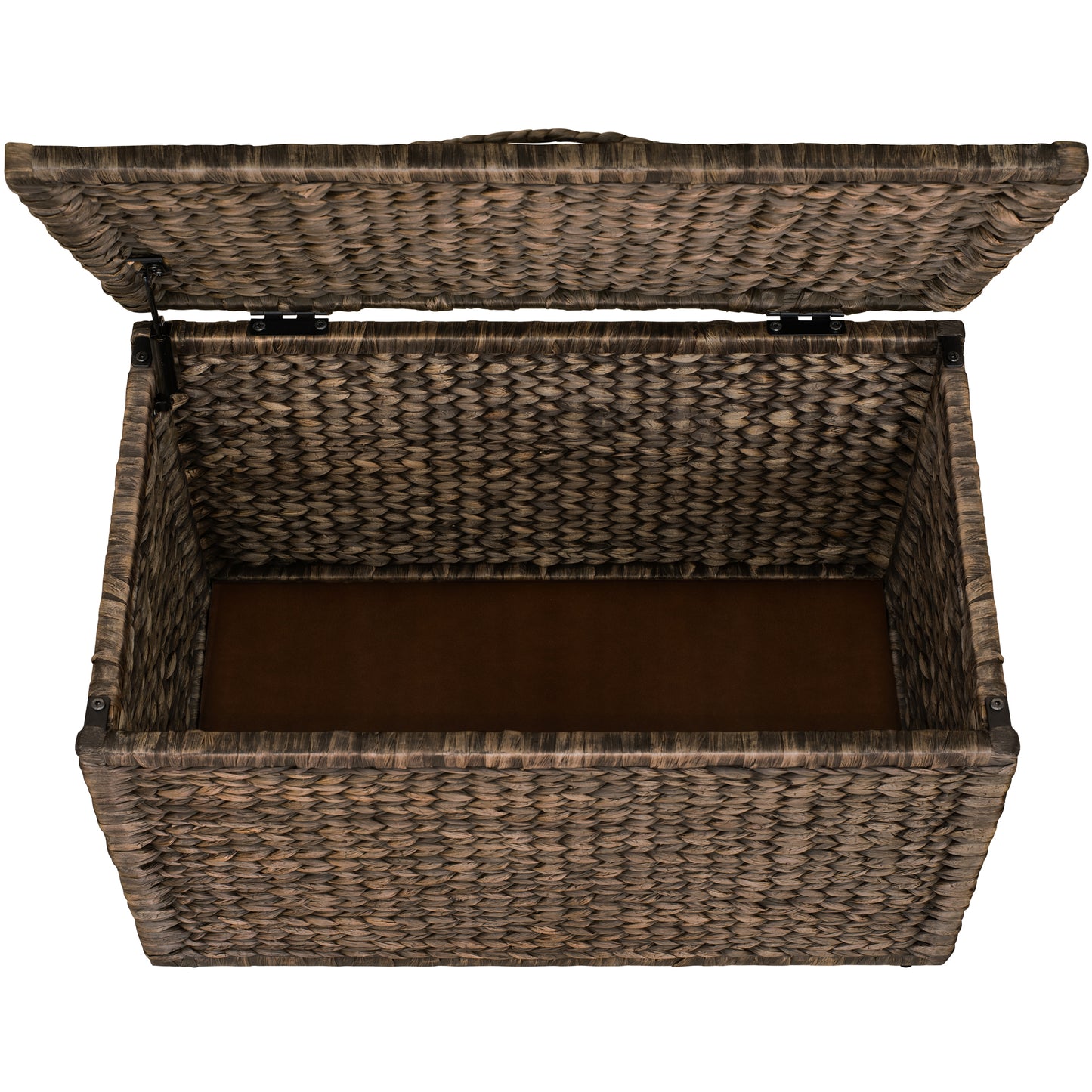eHemco Heavy-duty Water Hyacinth Wicker Storage Trunk with Metal Frame, 30 by 17.5 by 17.5 Inches, Brown Wash