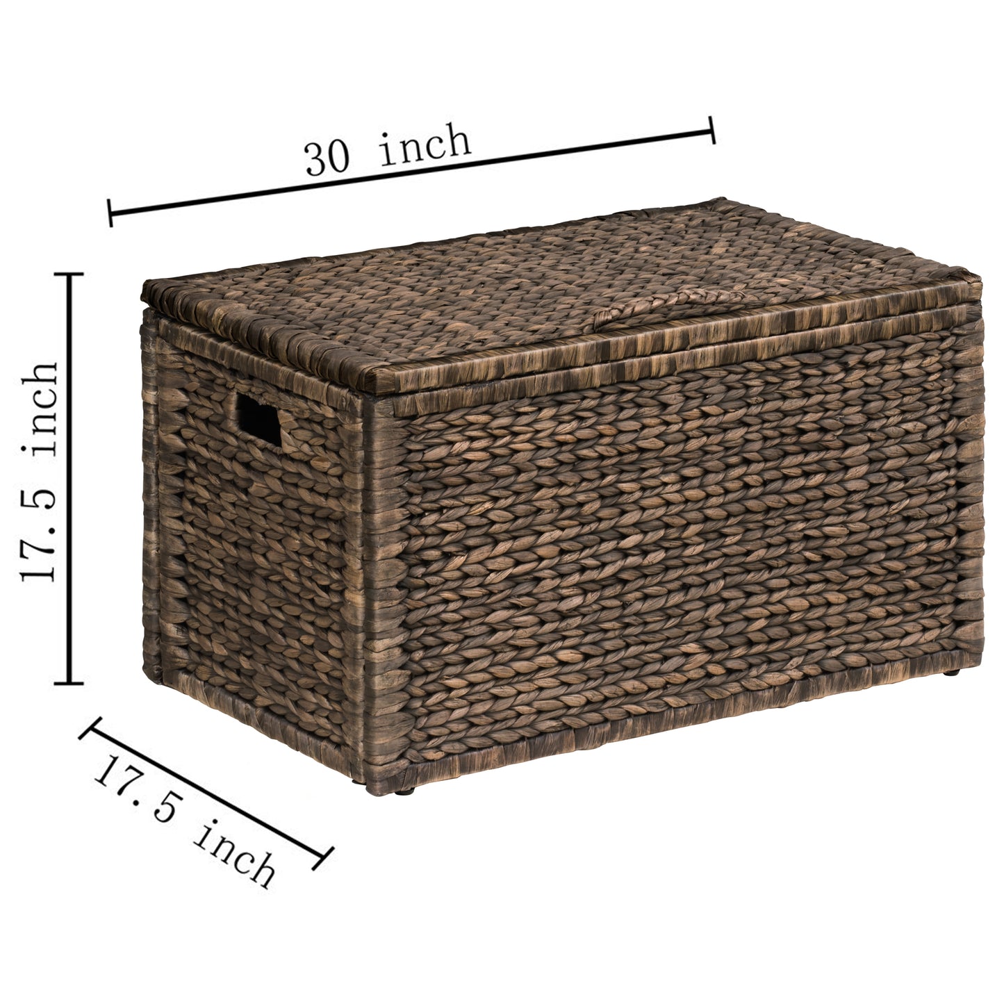 eHemco Heavy-duty Water Hyacinth Wicker Storage Trunk with Metal Frame, 30 by 17.5 by 17.5 Inches, Brown Wash