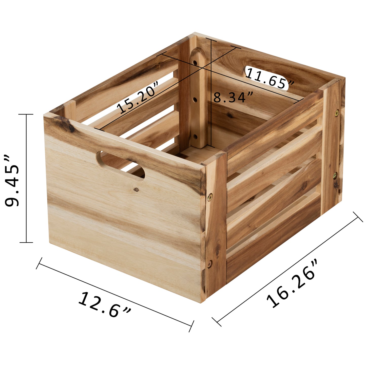 eHemco Solid Wood Storage Crates, Set of 2