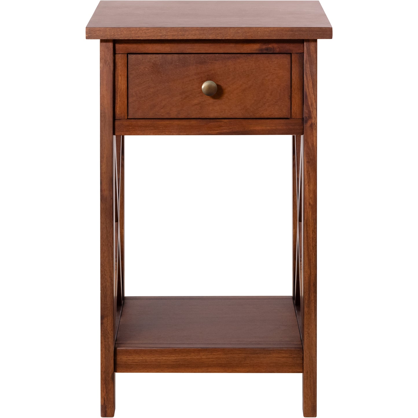 eHemco X-Side Rathe Nightstand End Table Side Table with Drawer and Storage Shelf