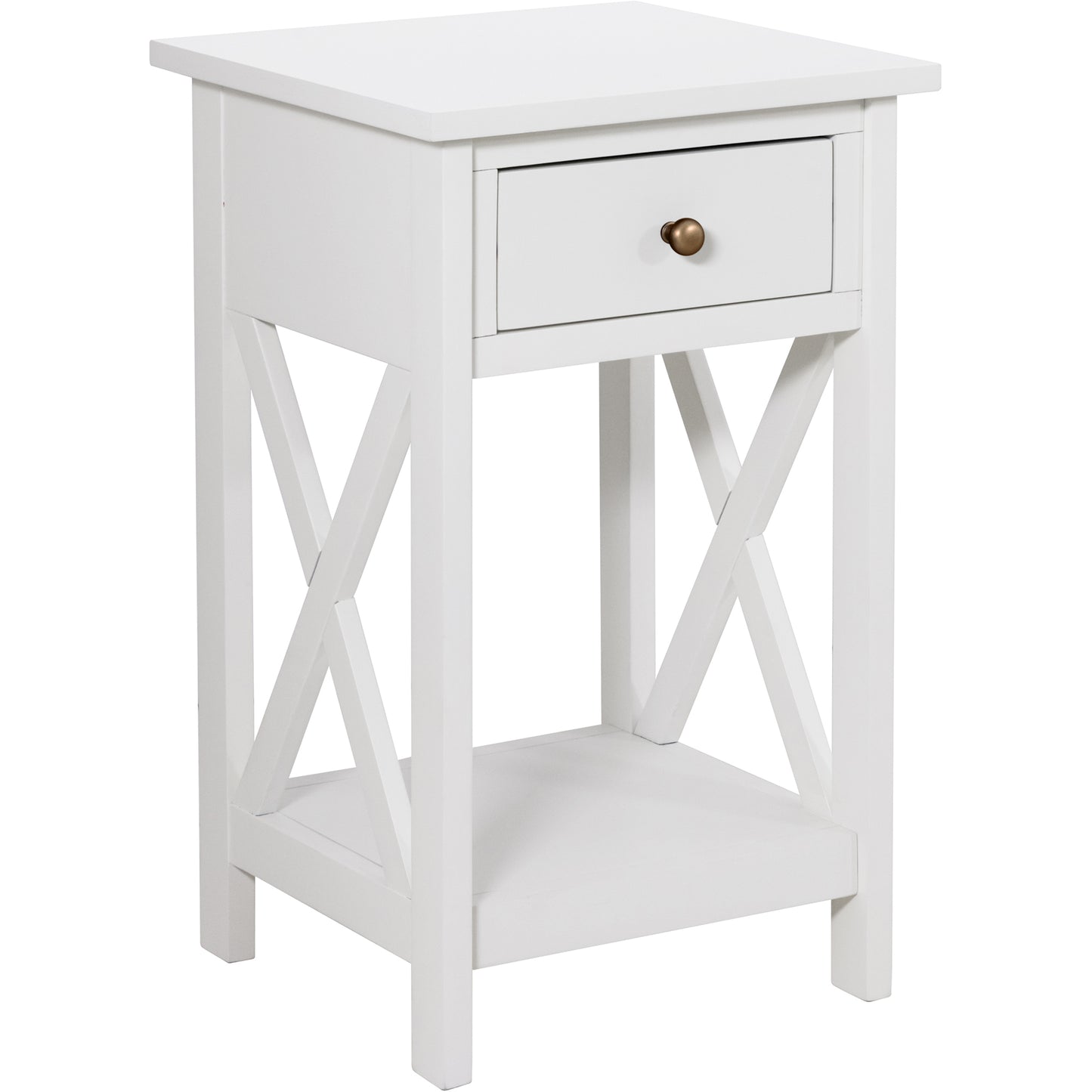 eHemco X-Side Rathe Nightstand End Table Side Table with Drawer and Storage Shelf