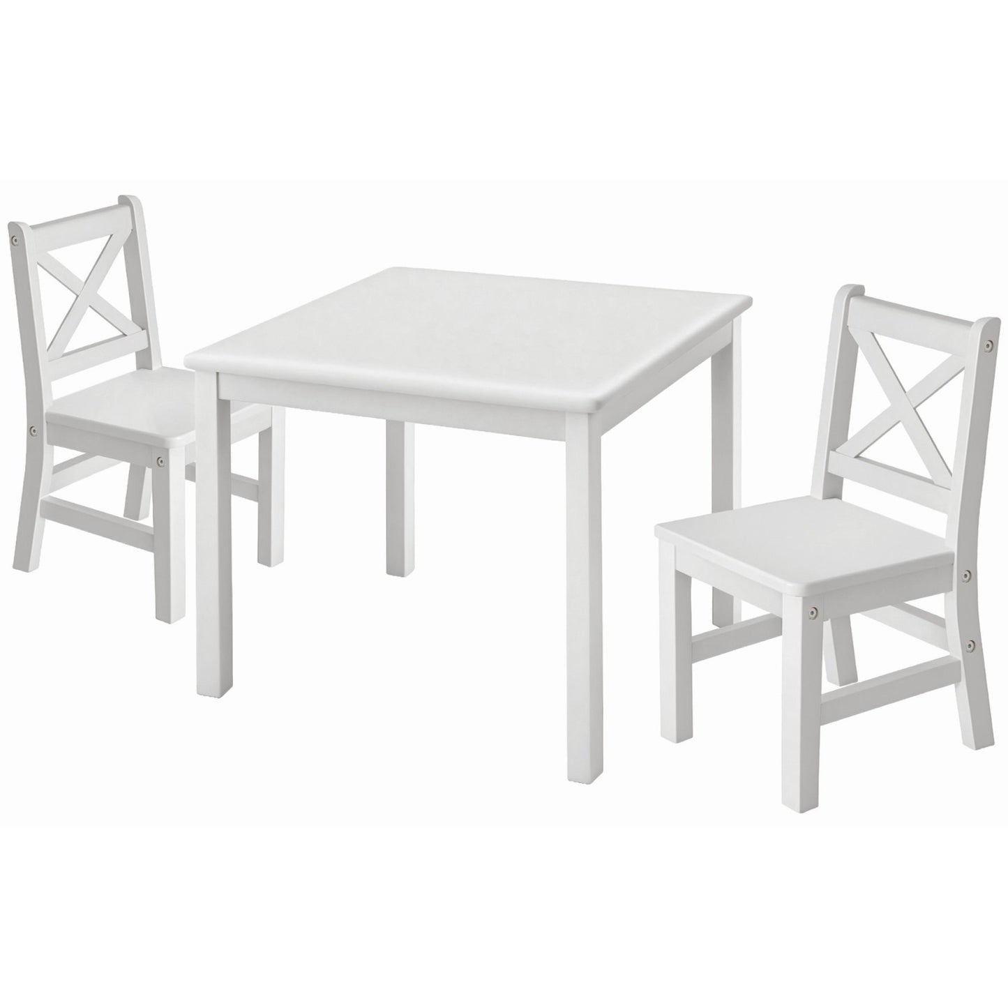 eHemco Solid Hard Wood Kids Table and X-Back Chairs, 3 Piece Set