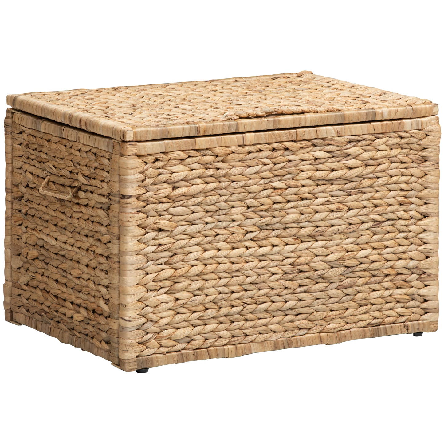 eHemco Heavy-duty Water Hyacinth Wicker Storage Trunk with Metal Frame, 23.3 by 16.5 by 15.2 Inches, Natural