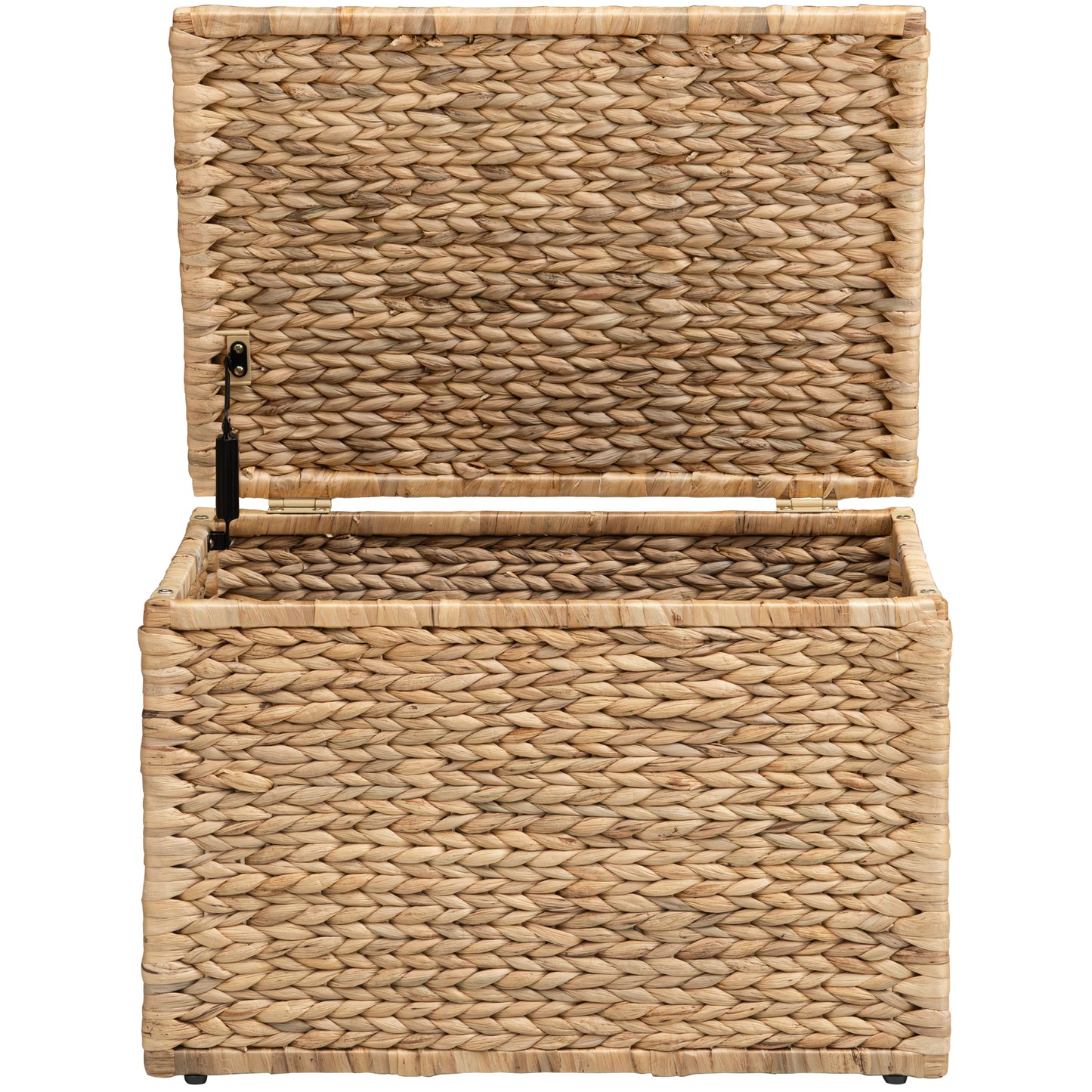 eHemco Heavy-duty Water Hyacinth Wicker Storage Trunk with Metal Frame, 23.3 by 16.5 by 15.2 Inches, Natural