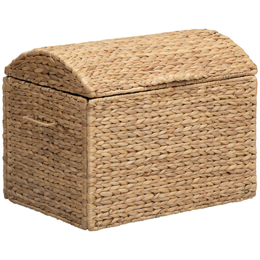 eHemco Heavy-duty Water Hyacinth Wicker Storage Trunk with Metal Frame and Arch Lid, 20.5 by 14.5 by 16 Inches, Natural