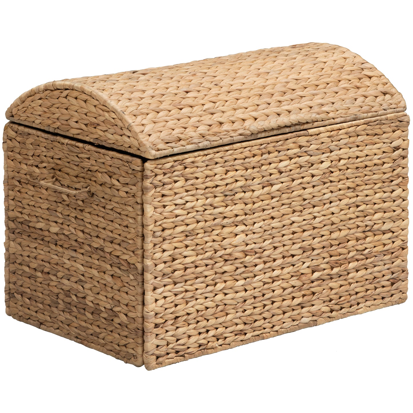 eHemco Heavy-duty Water Hyacinth Wicker Storage Trunk with Metal Frame and Arch Lid, 24.4 by 16.5 by 18.5 Inches, Natural