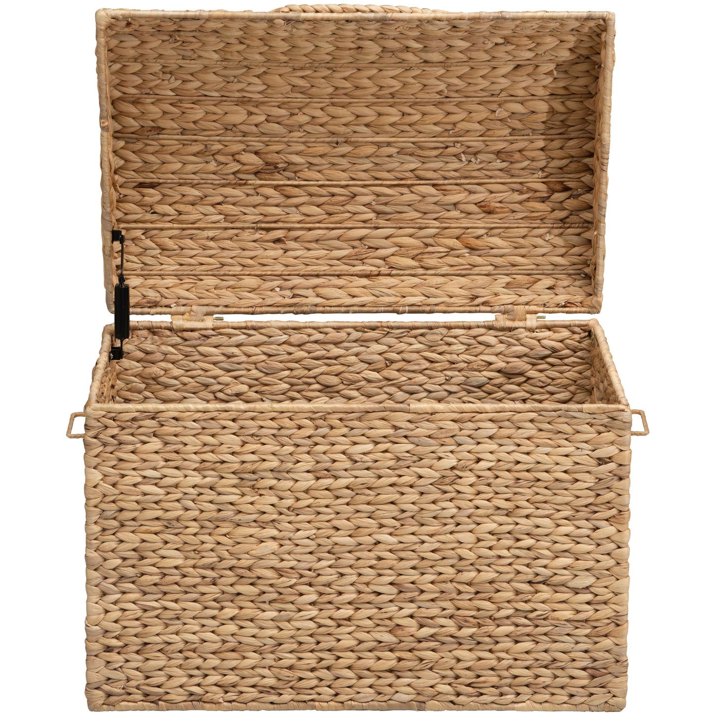 eHemco Heavy-duty Water Hyacinth Wicker Storage Trunk with Metal Frame and Arch Lid, 24.4 by 16.5 by 18.5 Inches, Natural