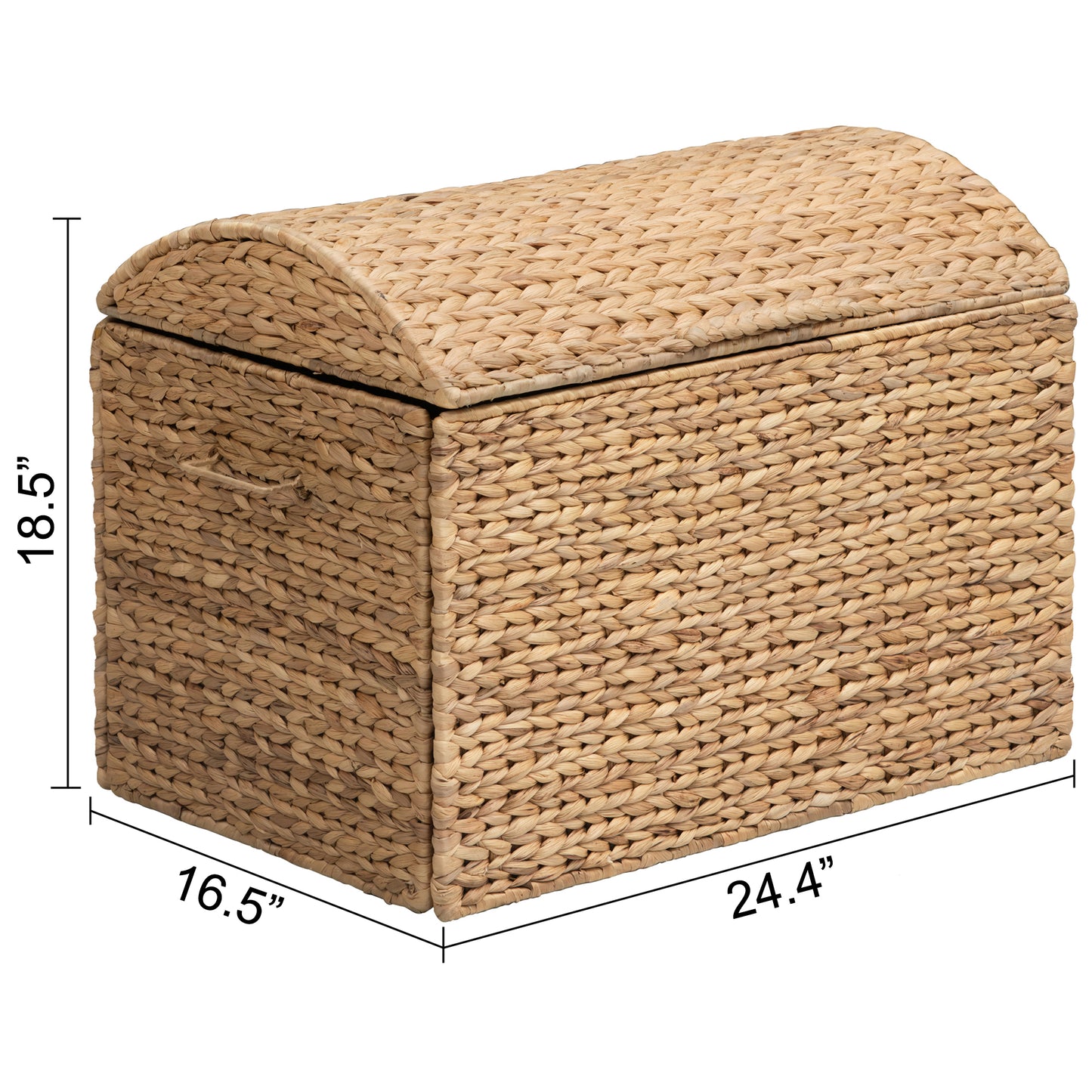 eHemco Heavy-duty Water Hyacinth Wicker Storage Trunk with Metal Frame and Arch Lid, 24.4 by 16.5 by 18.5 Inches, Natural