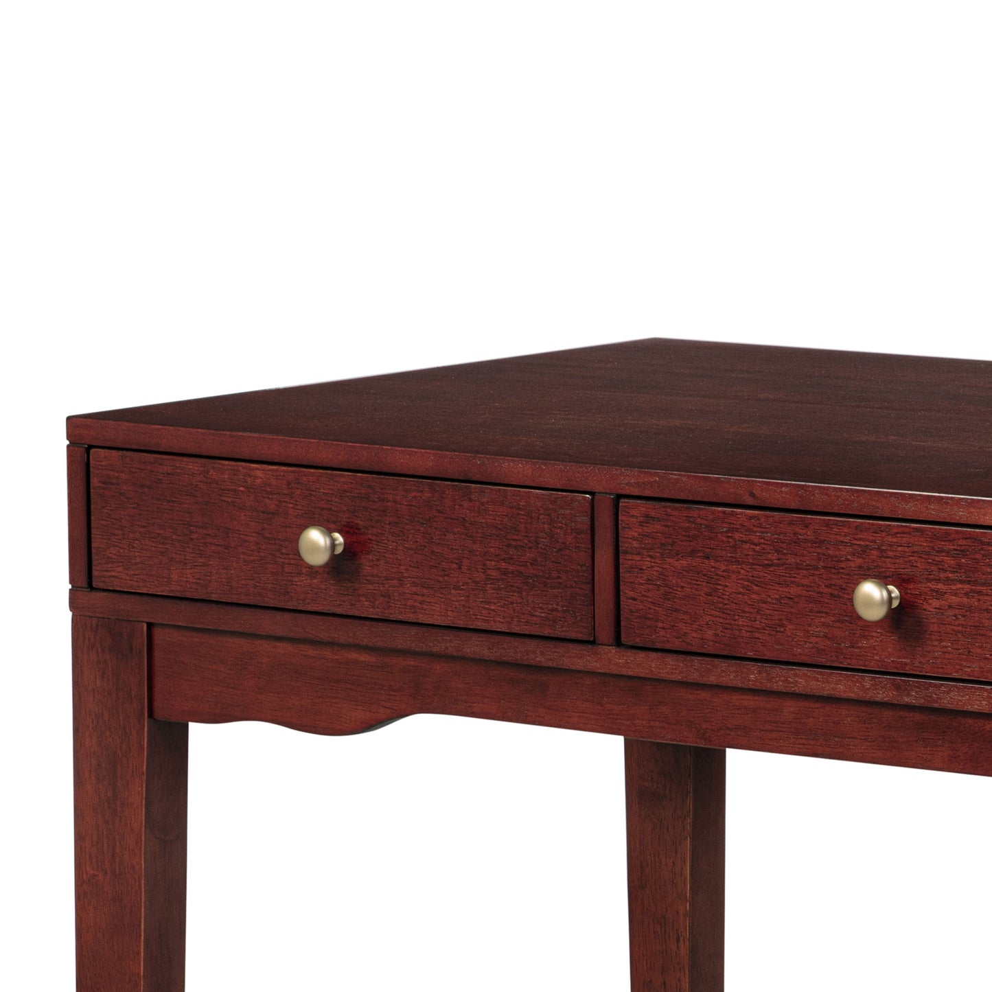 eHemco Solid Wood Library/Home office Writing Desk with 3 Drawers, Cherry