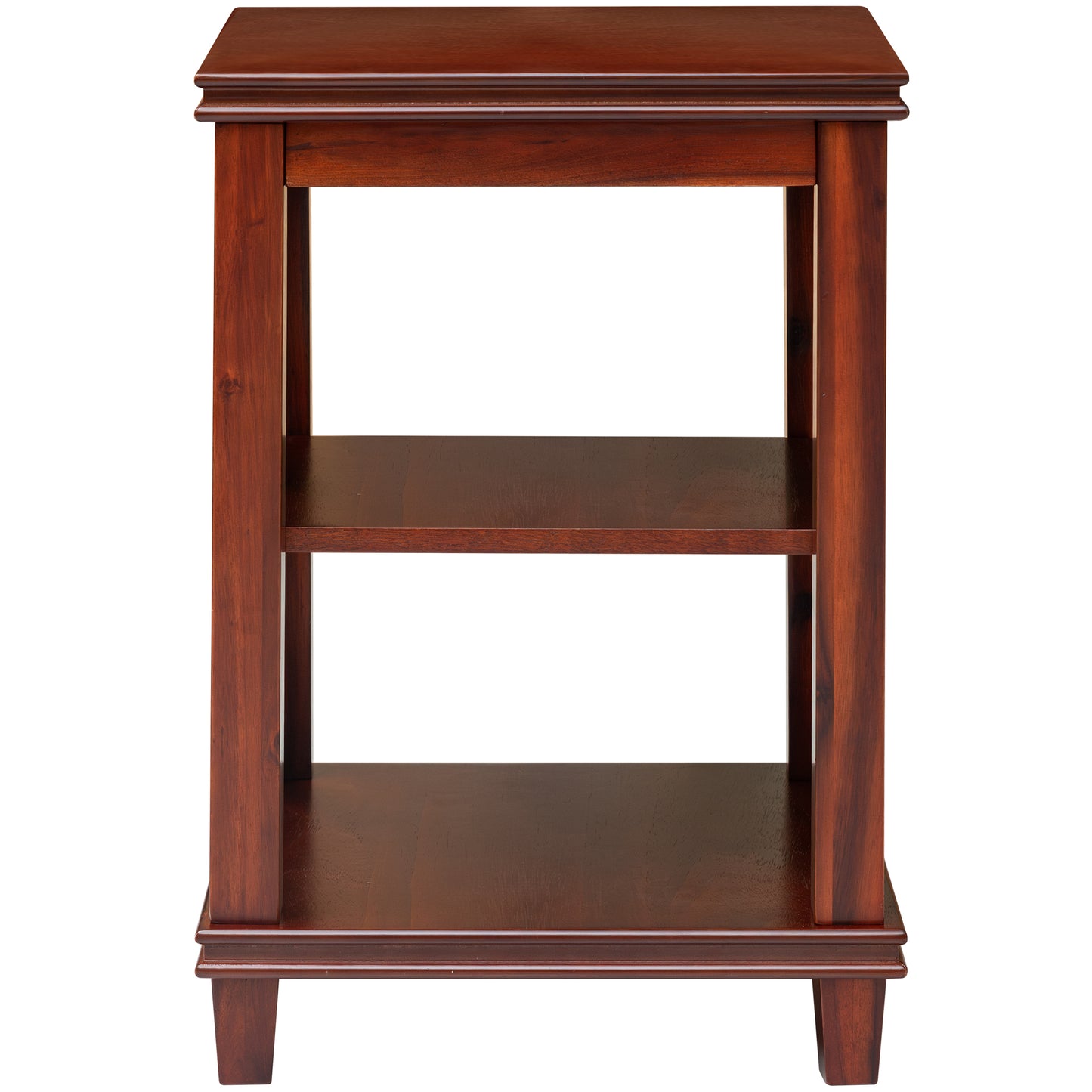 eHemco Solid Wood Square End Table with X-Design, Side Table with Storage Shelves, Cherry