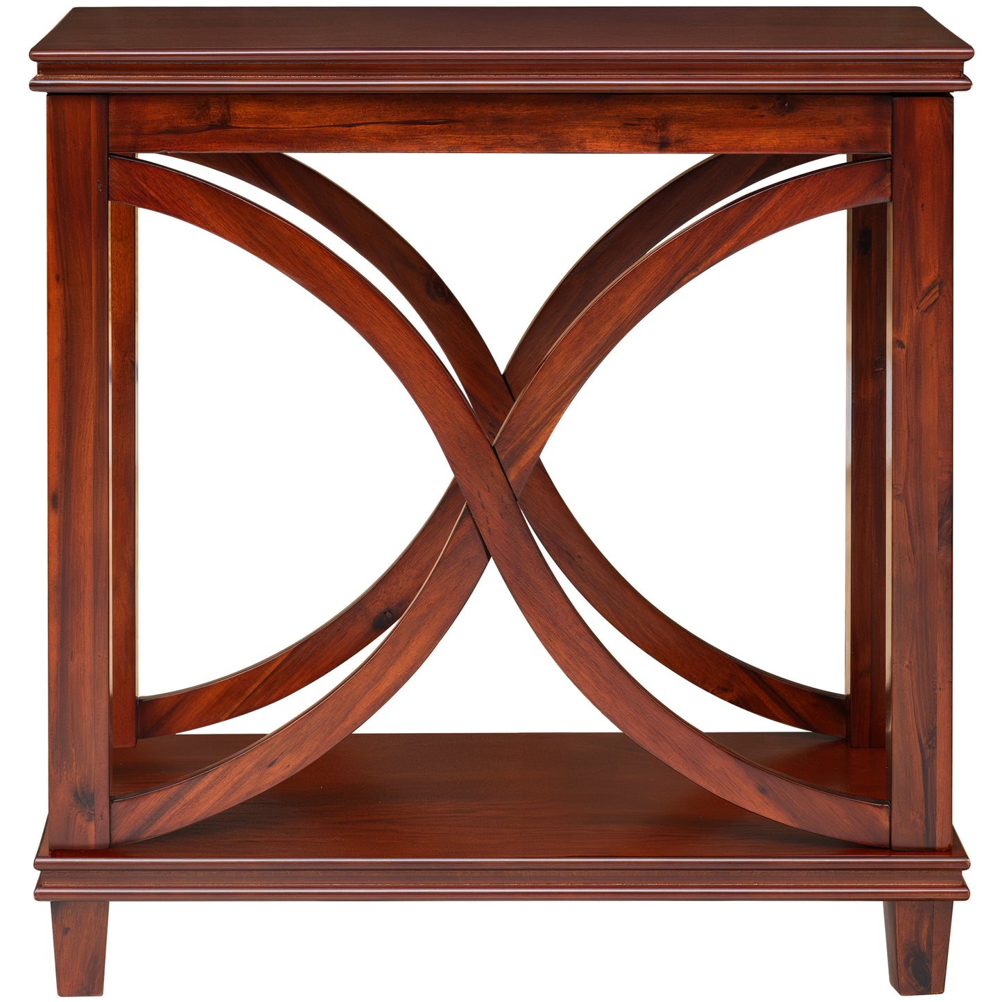 eHemco Solid Wood Rectangle Decorative Console Table, 2-Tier Side Table with X-Design Design, Cherry