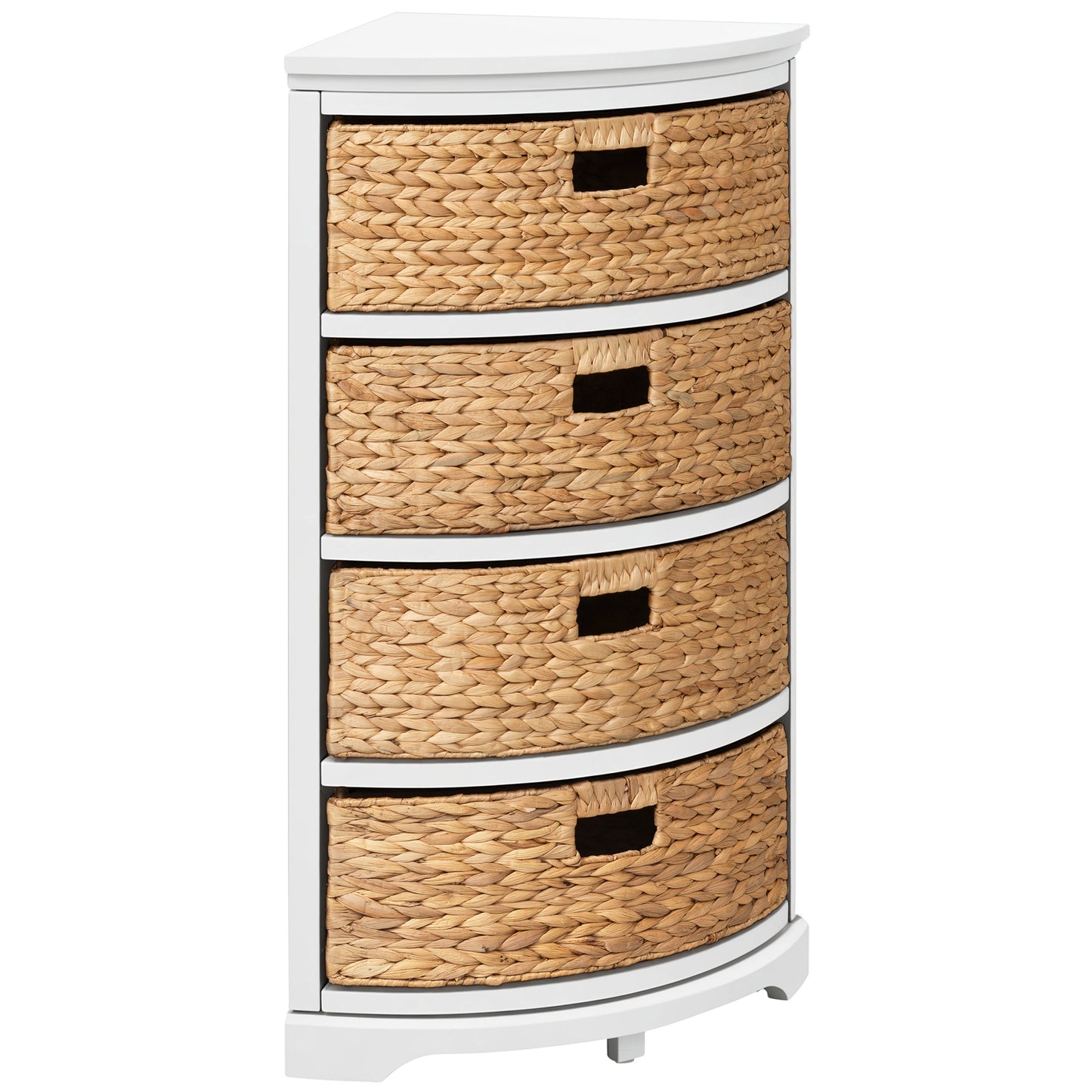 eHemco Hampton Meadows 4 Tier X-Side Corner Storage End Table with 4 Wicker Baskets