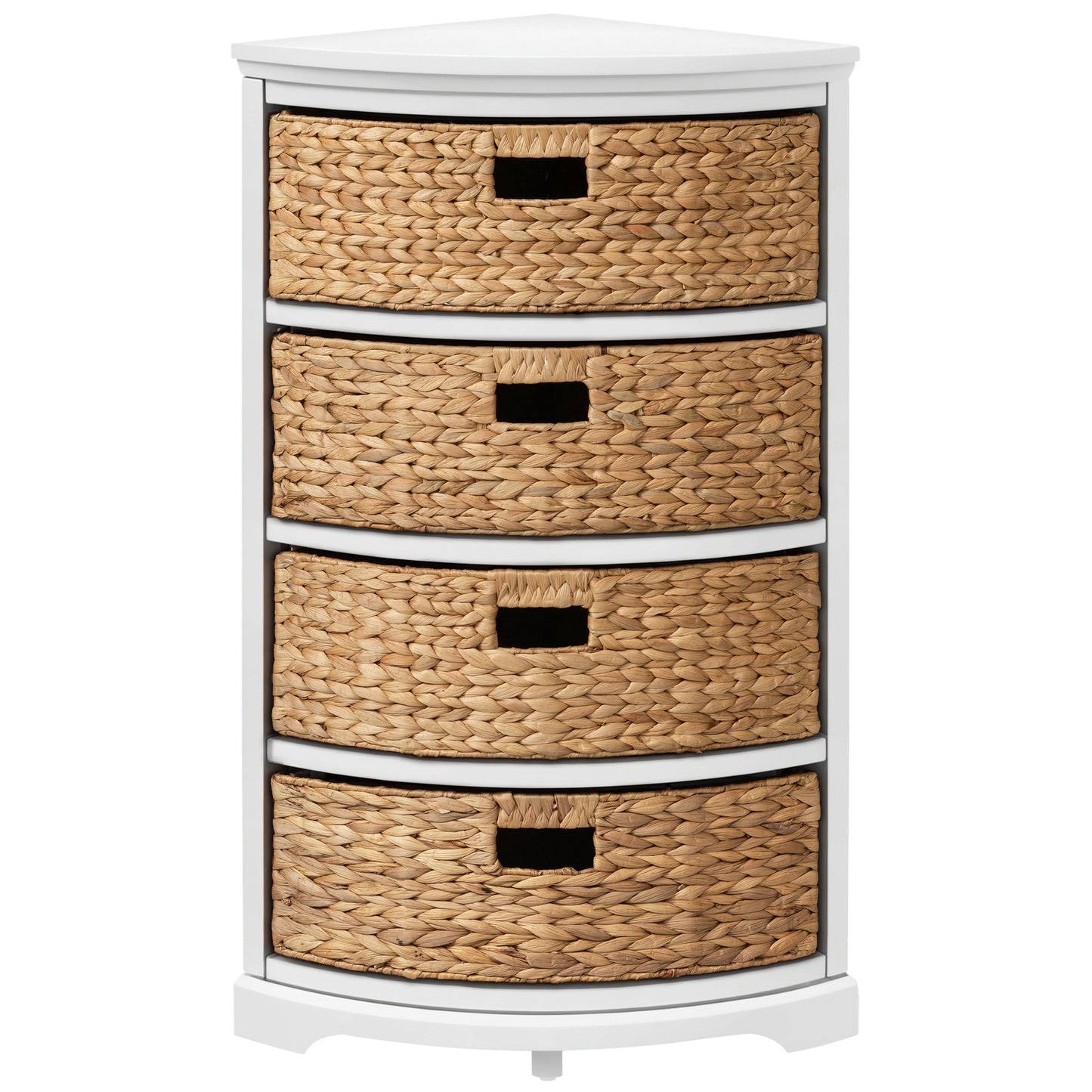 eHemco Hampton Meadows 4 Tier X-Side Corner Storage End Table with 4 Wicker Baskets