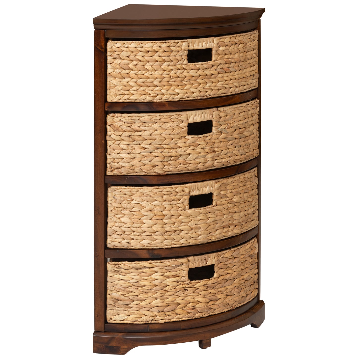 eHemco Hampton Meadows 4 Tier X-Side Corner Storage End Table with 4 Wicker Baskets