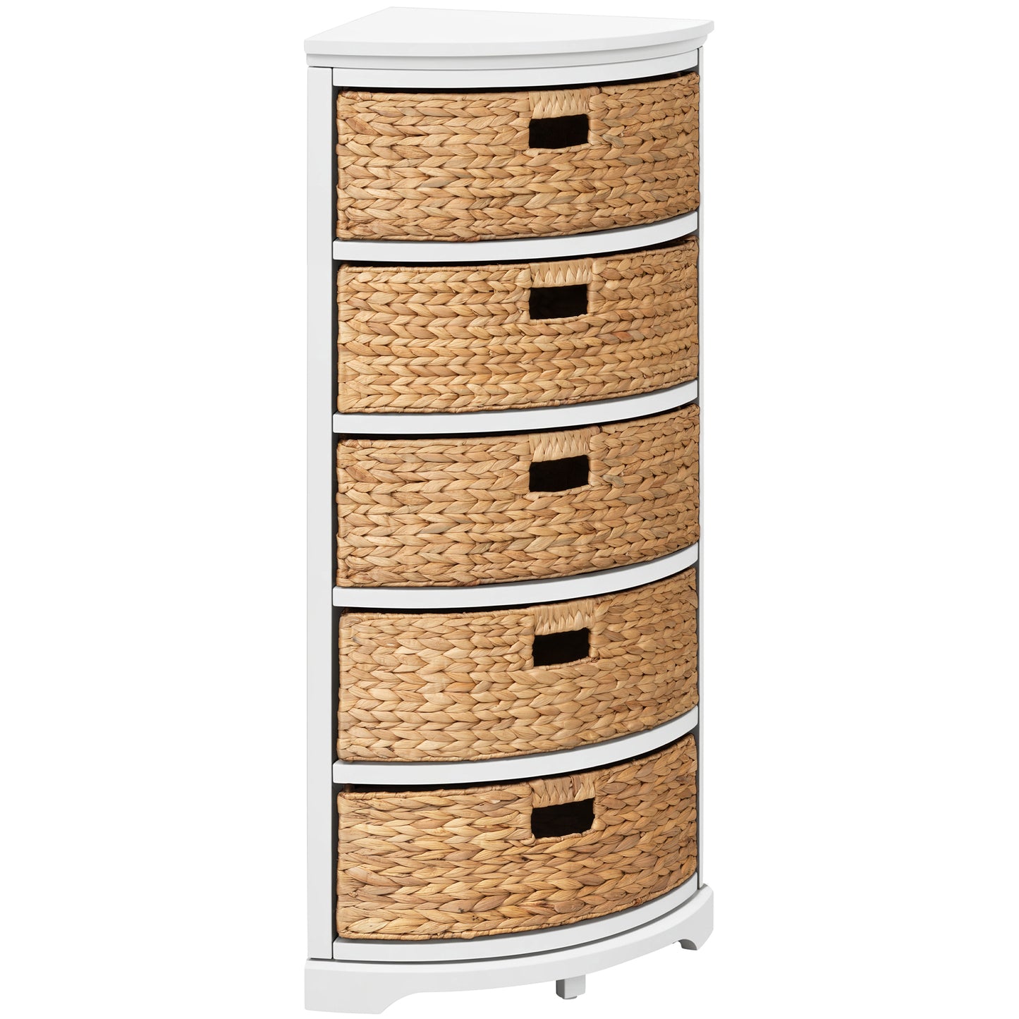 eHemco Hampton Meadows 5 Tier X-Side Corner Storage Drawers with 5 Wicker Baskets
