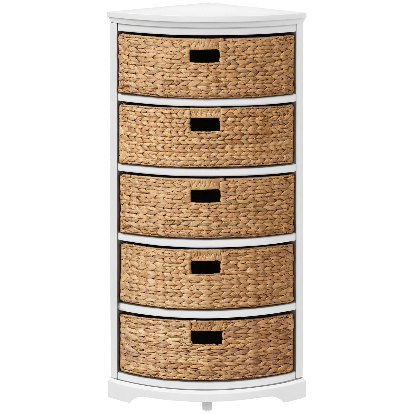 eHemco Hampton Meadows 5 Tier X-Side Corner Storage Drawers with 5 Wicker Baskets
